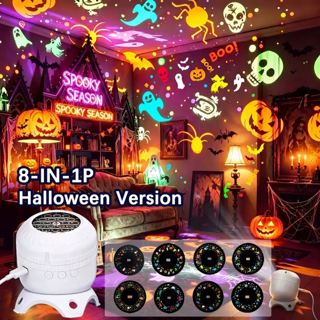 Dynamic LED Projection Lamp – rotating snowflake, USB-C powered