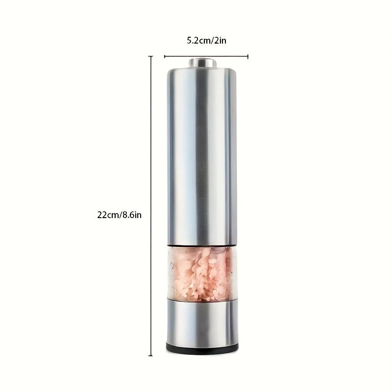 Electric Salt and Pepper Grinder – LED light, adjustable grind, 2-piece set