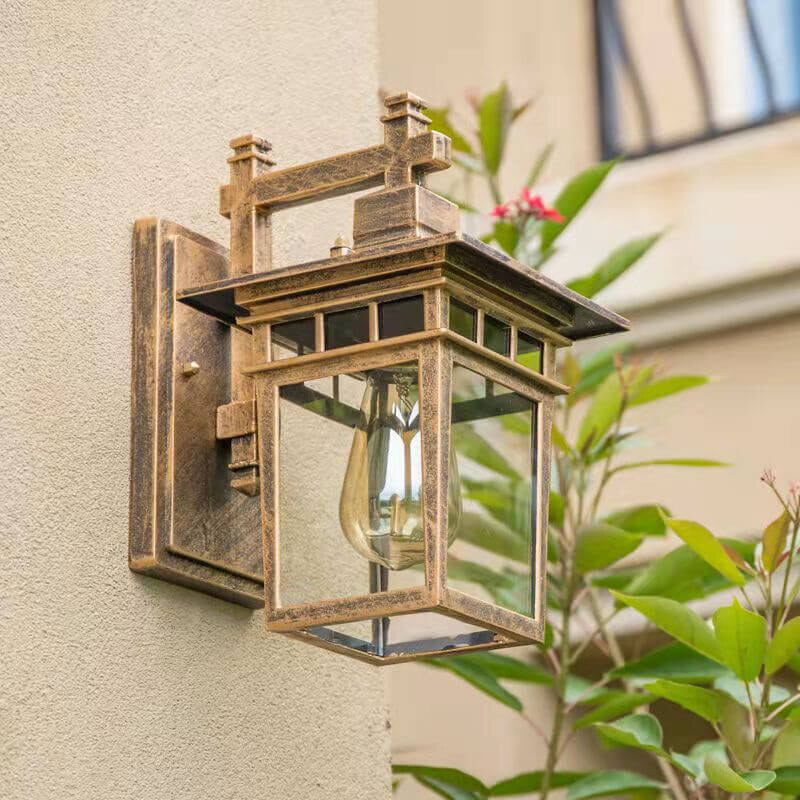 Exterior Wall Lantern – weatherproof glass shade, aluminium body
