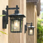 Exterior Wall Lantern – weatherproof glass shade, aluminium body