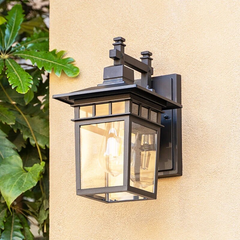 Exterior Wall Lantern – weatherproof glass shade, aluminium body