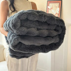 Faux Fur Throw Blanket – double layer construction, soft rabbit fur