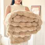 Faux Fur Throw Blanket – double layer construction, soft rabbit fur
