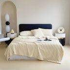 Faux Fur Throw Blanket – striped texture, lightweight fleece, sofa or bed