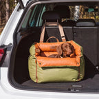 Faux Leather Dog Car Seat – waterproof, adjustable leashes, expandable bed