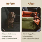 Faux Leather Dog Car Seat – waterproof, adjustable leashes, expandable bed