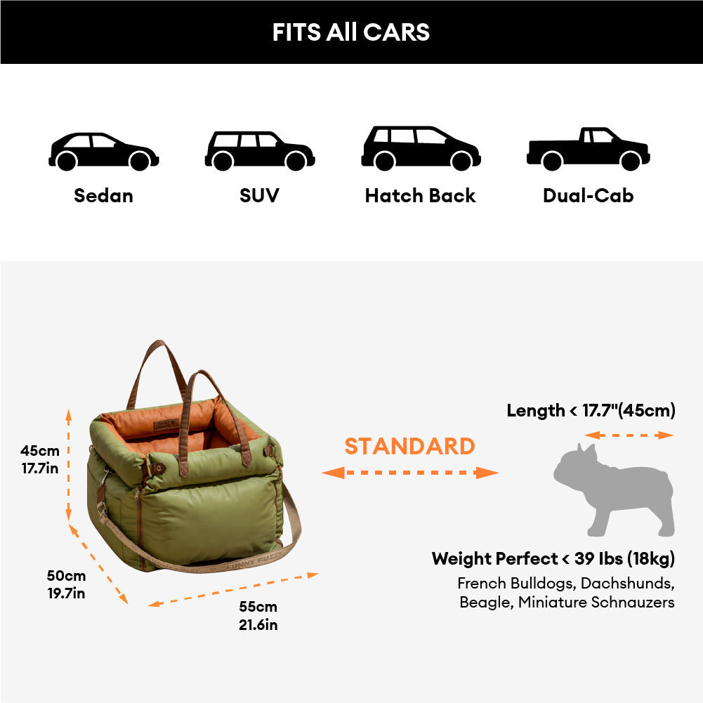 Faux Leather Dog Car Seat – waterproof, adjustable leashes, expandable bed