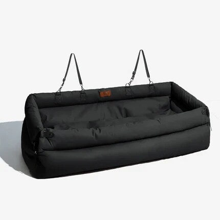 Faux Leather Dog Car Seat – waterproof, adjustable leashes, expandable bed