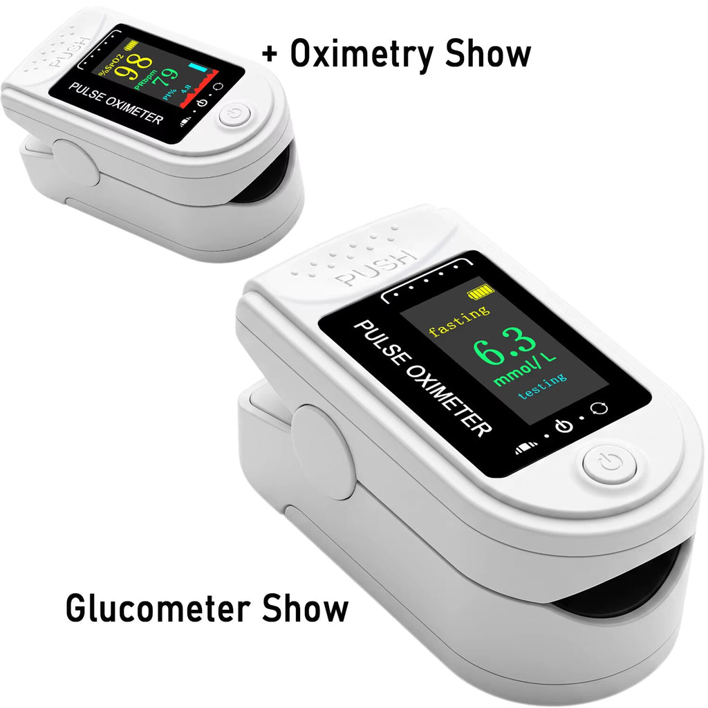 Fingertip Health Monitor – glucose and oxygen tracking, white