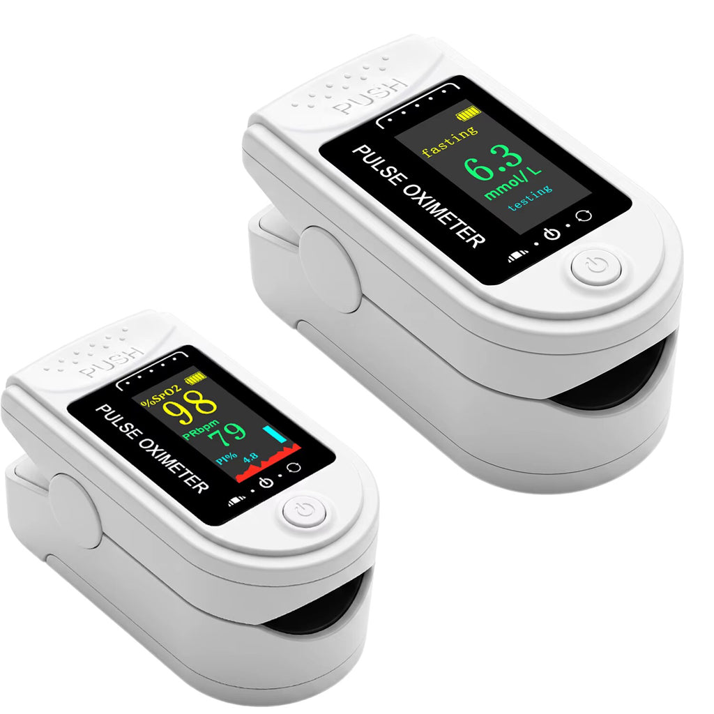 Fingertip Health Monitor – glucose and oxygen tracking, white