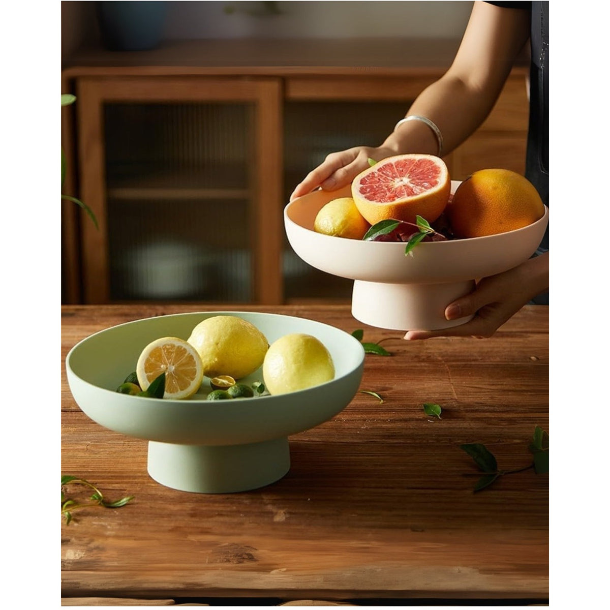 Footed Ceramic Fruit Bowl