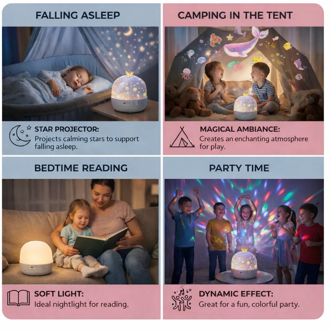 Galaxy Projector Light – enclosed dome, LED patterns, USB rechargeable