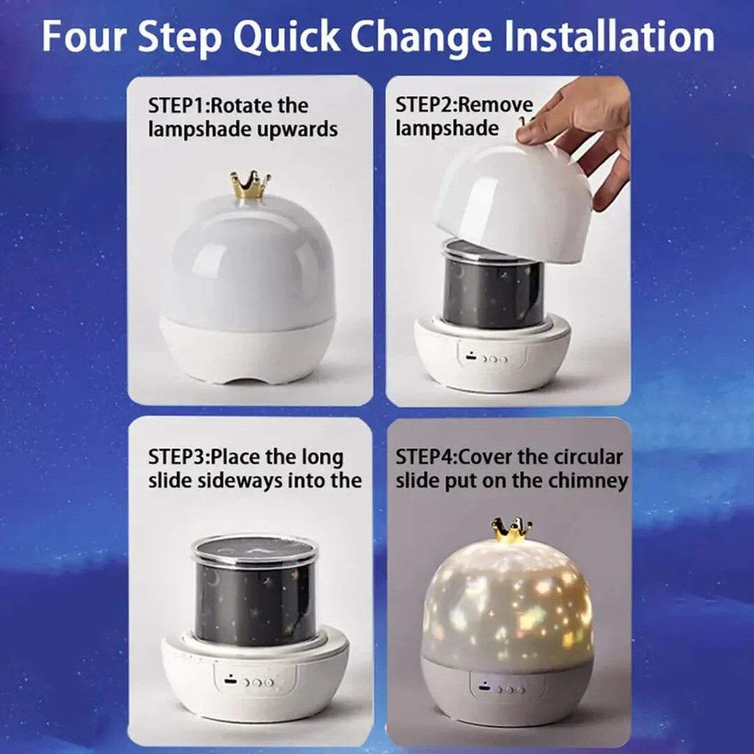 Galaxy Projector Light – enclosed dome, LED patterns, USB rechargeable