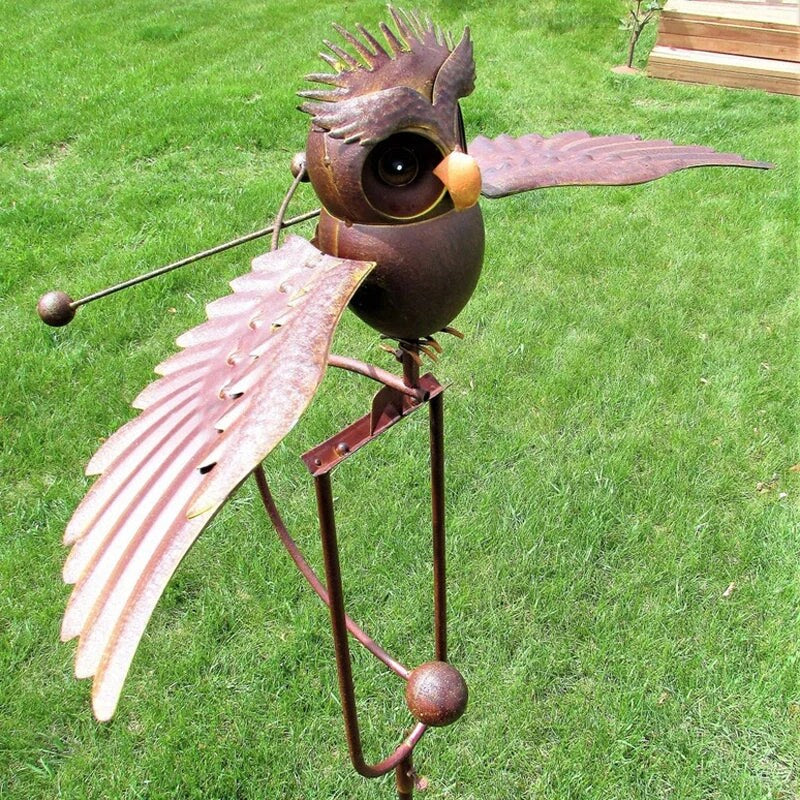 Garden Bird Ornament – metal, rocking motion, moving wings