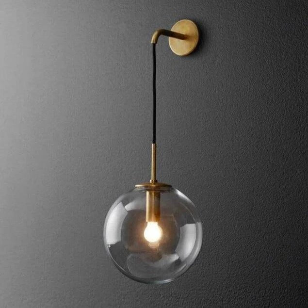 Glass Globe Wall Sconce – adjustable swing arm, iron mounted