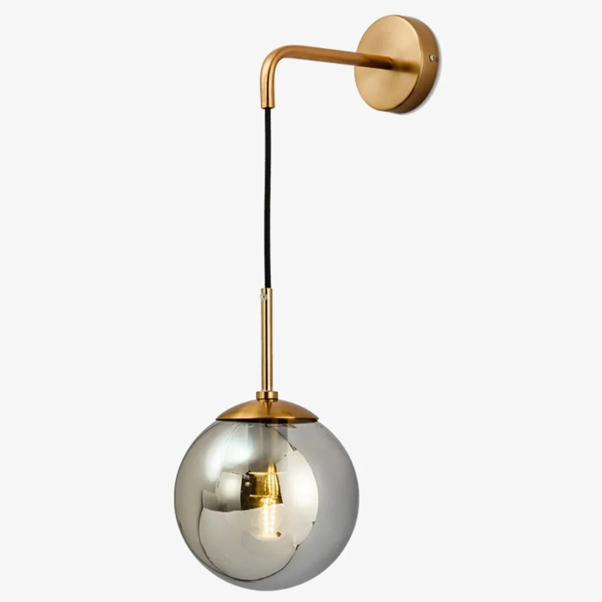 Glass Globe Wall Sconce – adjustable swing arm, iron mounted