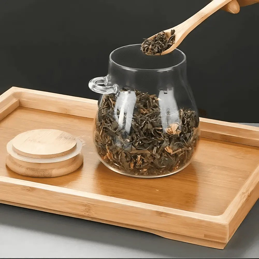 Glass Storage Jar with Bamboo Spoon