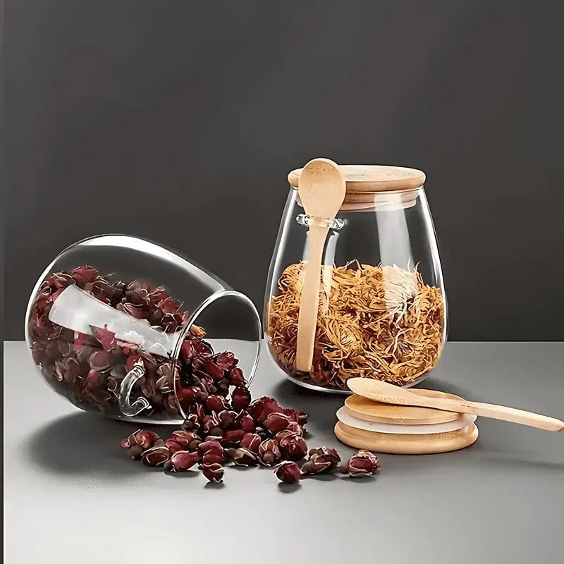 Glass Storage Jar with Bamboo Spoon