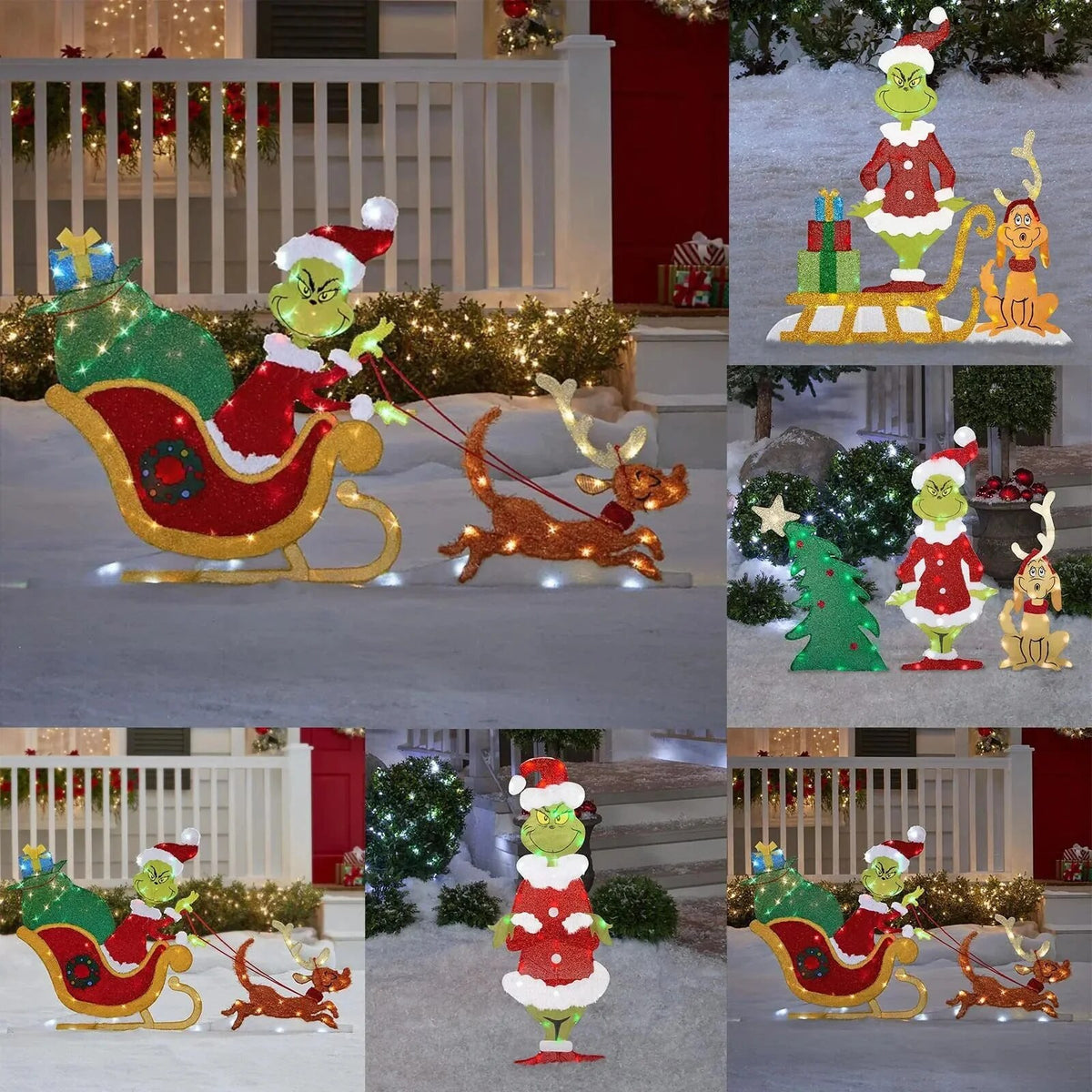 Grinch Garden Decoration – LED outdoor light with ground stakes