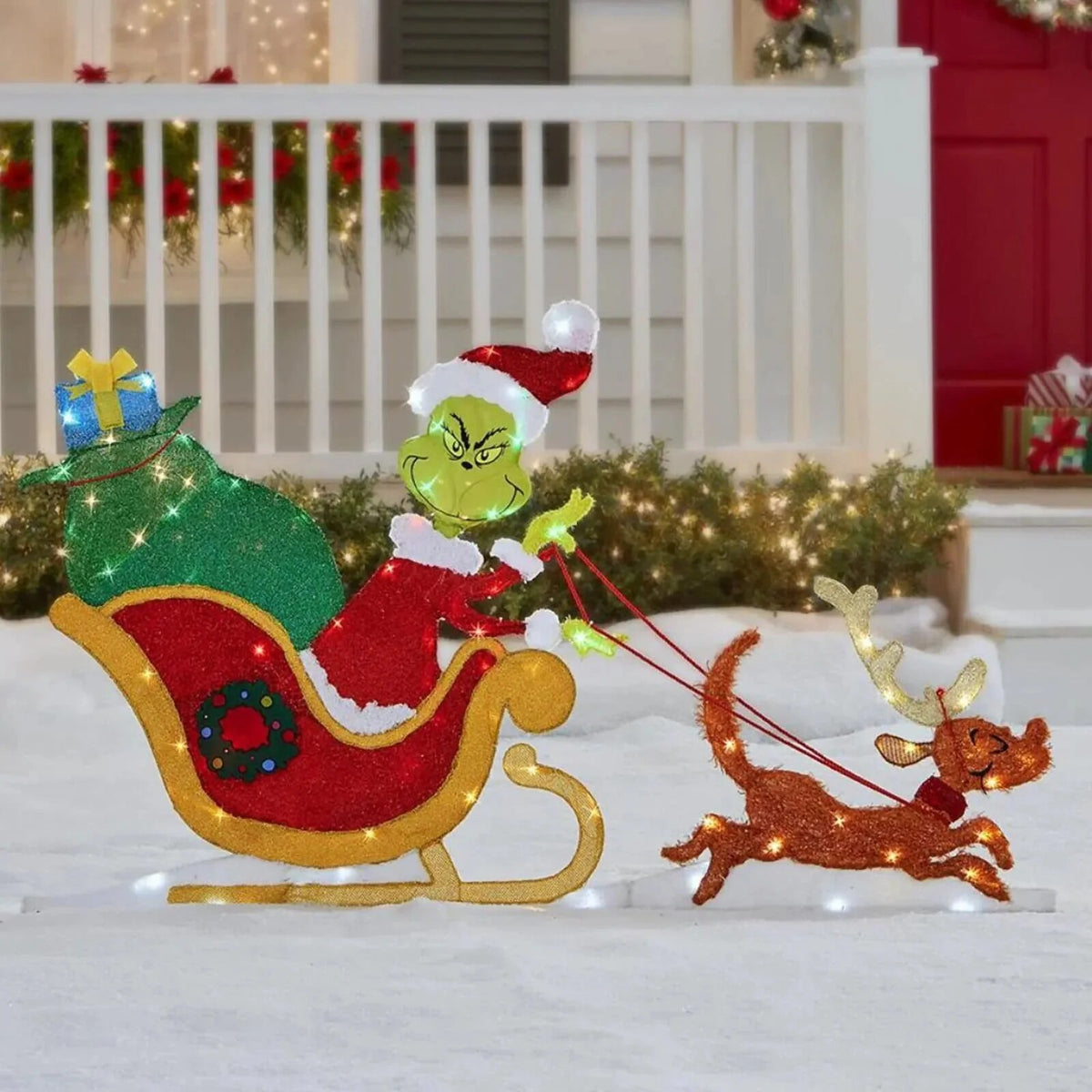 Grinch Garden Decoration – LED outdoor light with ground stakes