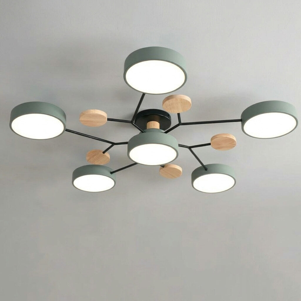 Halo LED Ceiling Light – semi-flush, iron and acrylic, 4–7 configurations