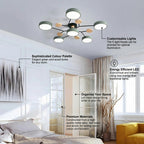 Halo LED Ceiling Light – semi-flush, iron and acrylic, 4–7 configurations