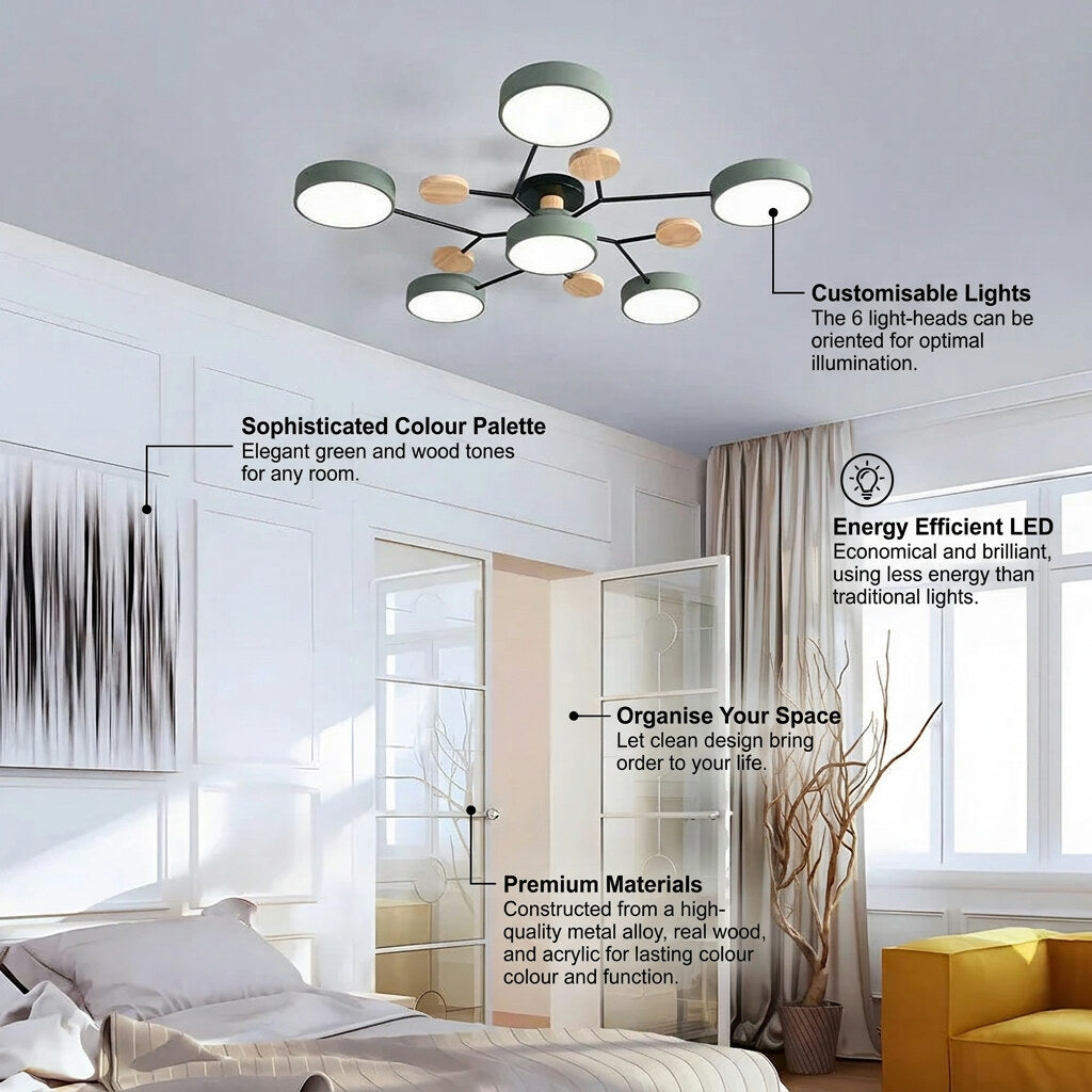 Halo LED Ceiling Light – semi-flush, iron and acrylic, 4–7 configurations