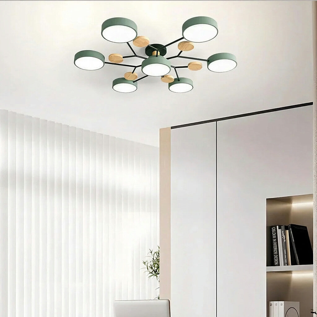 Halo LED Ceiling Light – semi-flush, iron and acrylic, 4–7 configurations