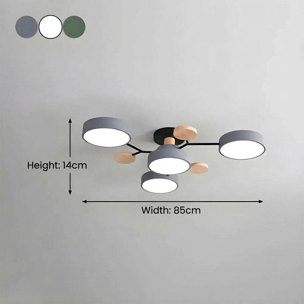 Halo LED Ceiling Light – semi-flush, iron and acrylic, 4–7 configurations