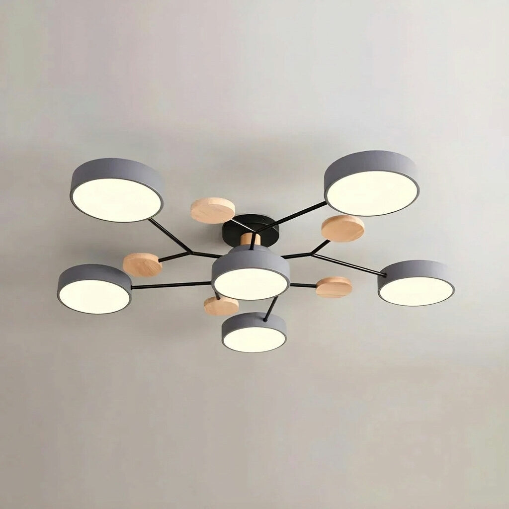 Halo LED Ceiling Light – semi-flush, iron and acrylic, 4–7 configurations