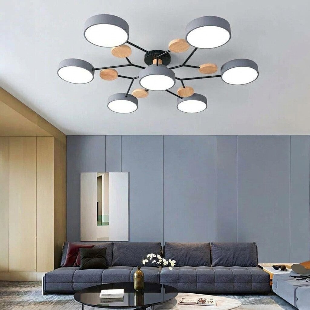 Halo LED Ceiling Light – semi-flush, iron and acrylic, 4–7 configurations