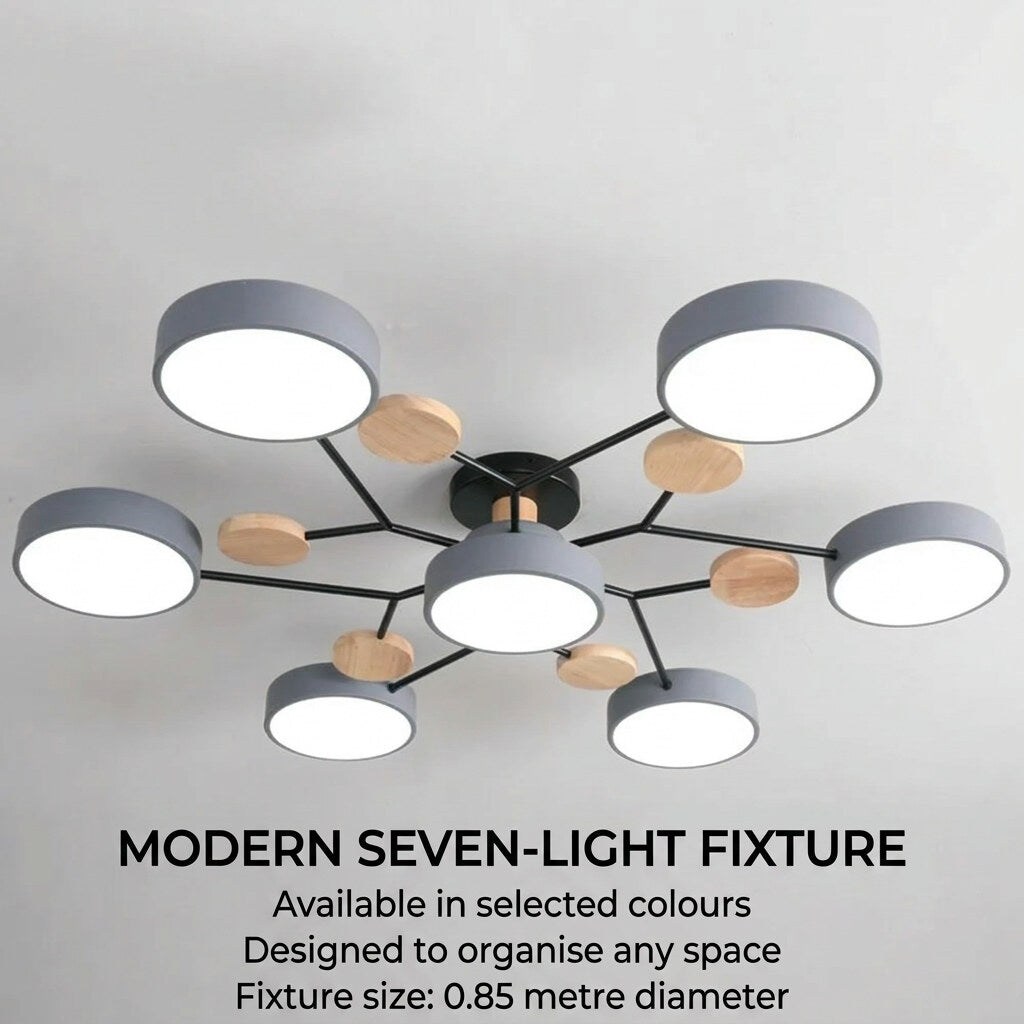 Halo LED Ceiling Light – semi-flush, iron and acrylic, 4–7 configurations
