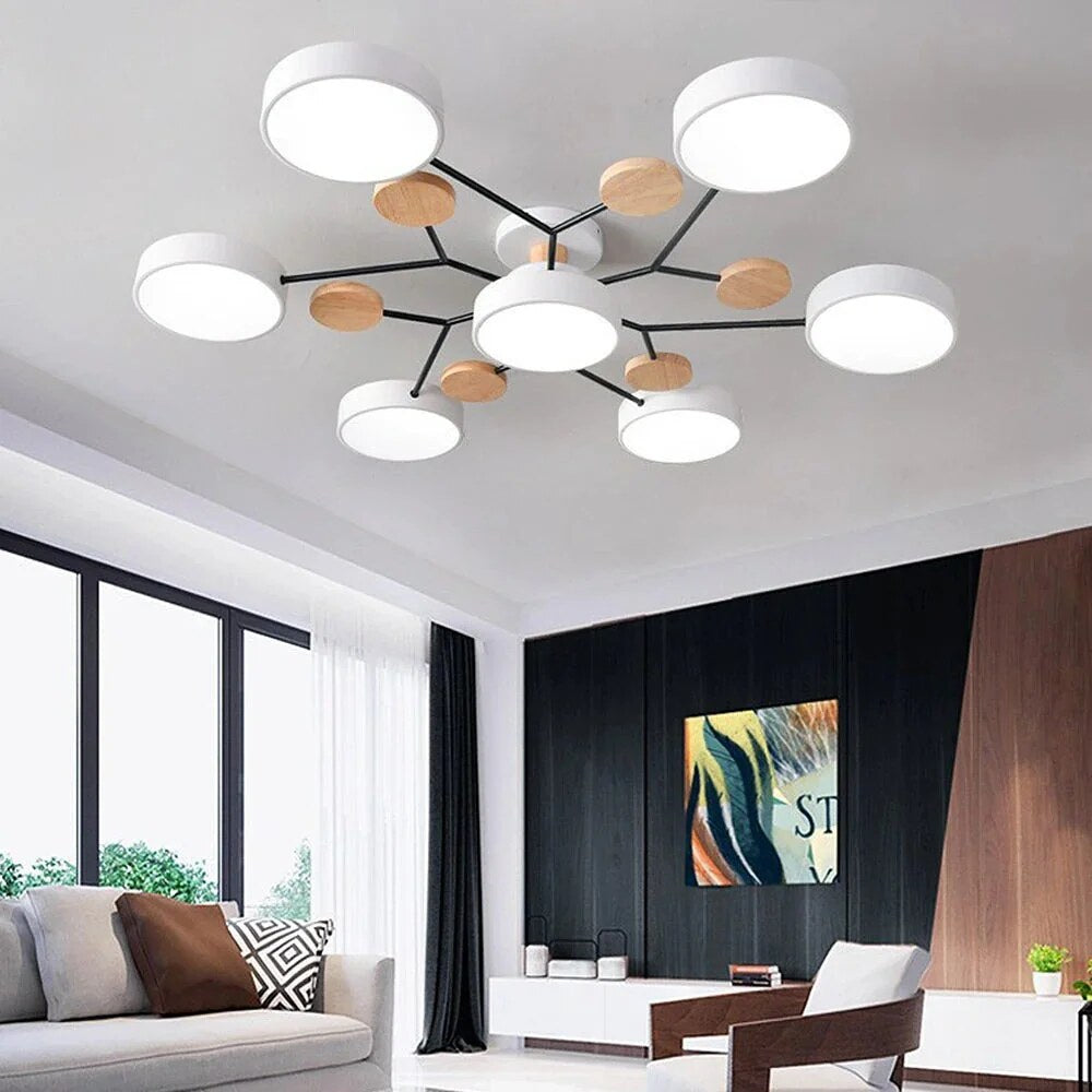 Halo LED Ceiling Light – semi-flush, iron and acrylic, 4–7 configurations
