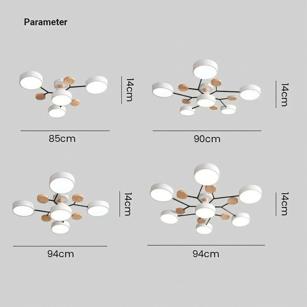 Halo LED Ceiling Light – semi-flush, iron and acrylic, 4–7 configurations