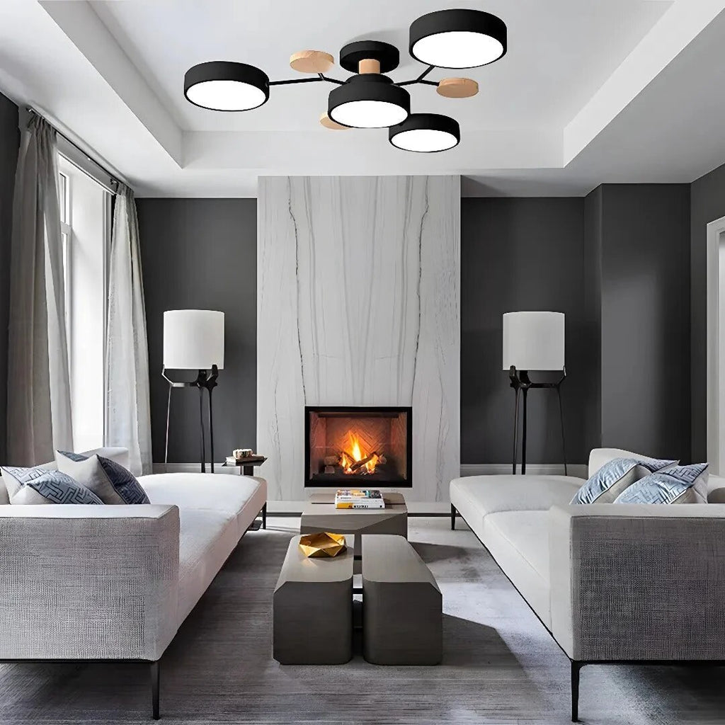 Halo LED Ceiling Light – semi-flush, iron and acrylic, 4–7 configurations
