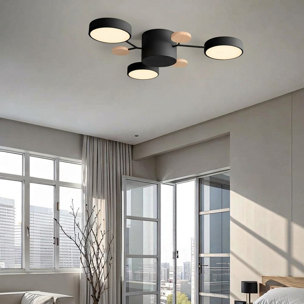 Halo LED Ceiling Light – semi-flush, iron and acrylic, 4–7 configurations