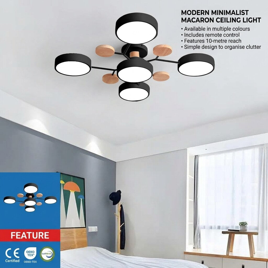 Halo LED Ceiling Light – semi-flush, iron and acrylic, 4–7 configurations