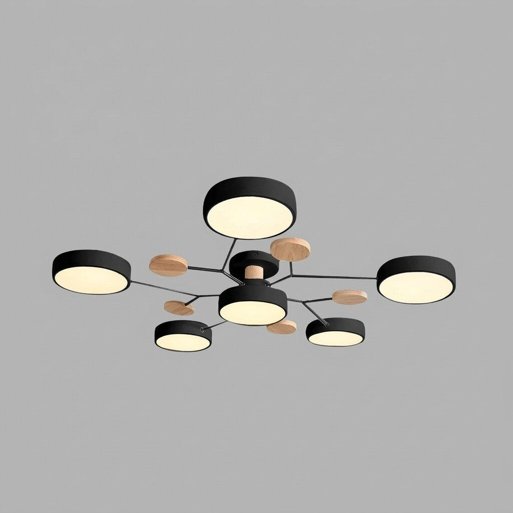 Halo LED Ceiling Light – semi-flush, iron and acrylic, 4–7 configurations