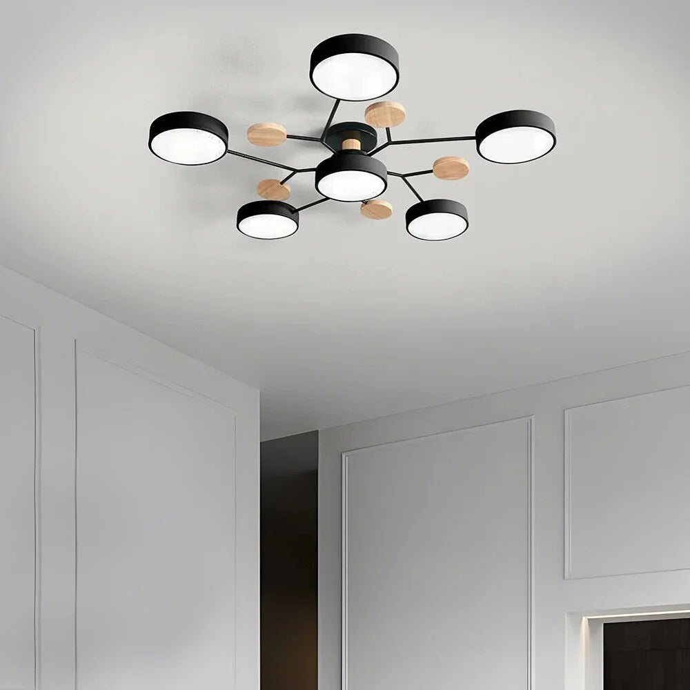 Halo LED Ceiling Light – semi-flush, iron and acrylic, 4–7 configurations