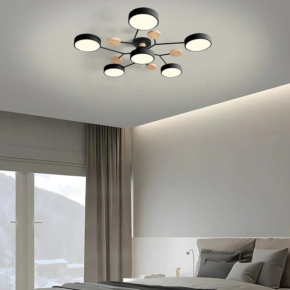 Halo LED Ceiling Light – semi-flush, iron and acrylic, 4–7 configurations