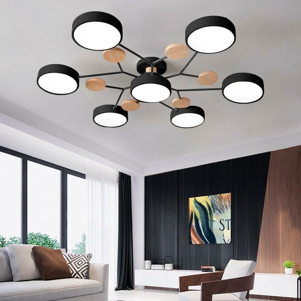 Halo LED Ceiling Light – semi-flush, iron and acrylic, 4–7 configurations