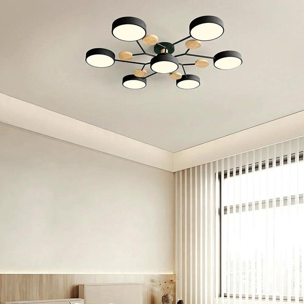 Halo LED Ceiling Light – semi-flush, iron and acrylic, 4–7 configurations