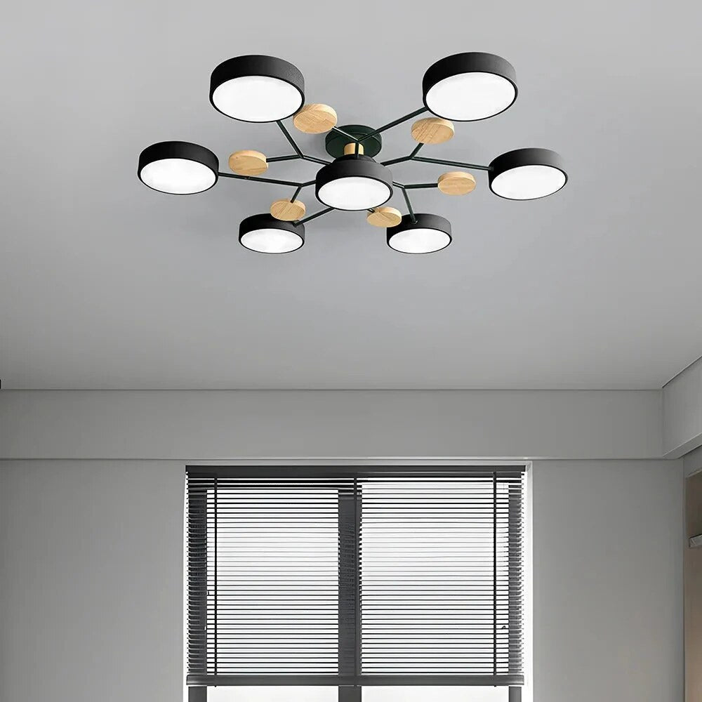 Halo LED Ceiling Light – semi-flush, iron and acrylic, 4–7 configurations