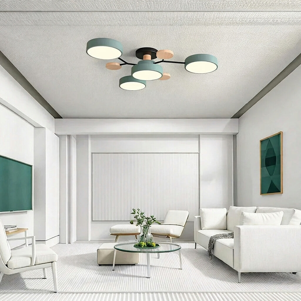Halo LED Ceiling Light – semi-flush, iron and acrylic, 4–7 configurations