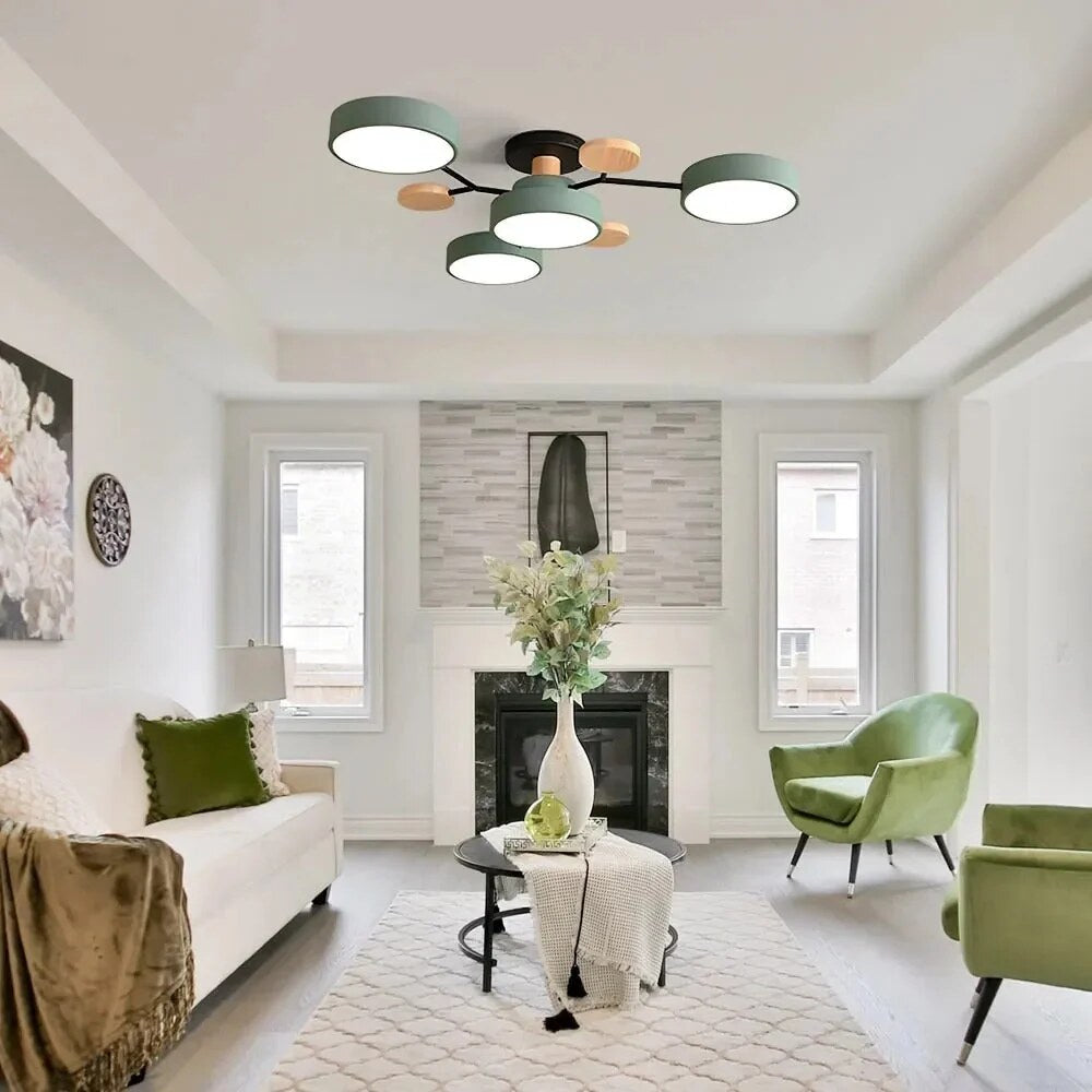 Halo LED Ceiling Light – semi-flush, iron and acrylic, 4–7 configurations
