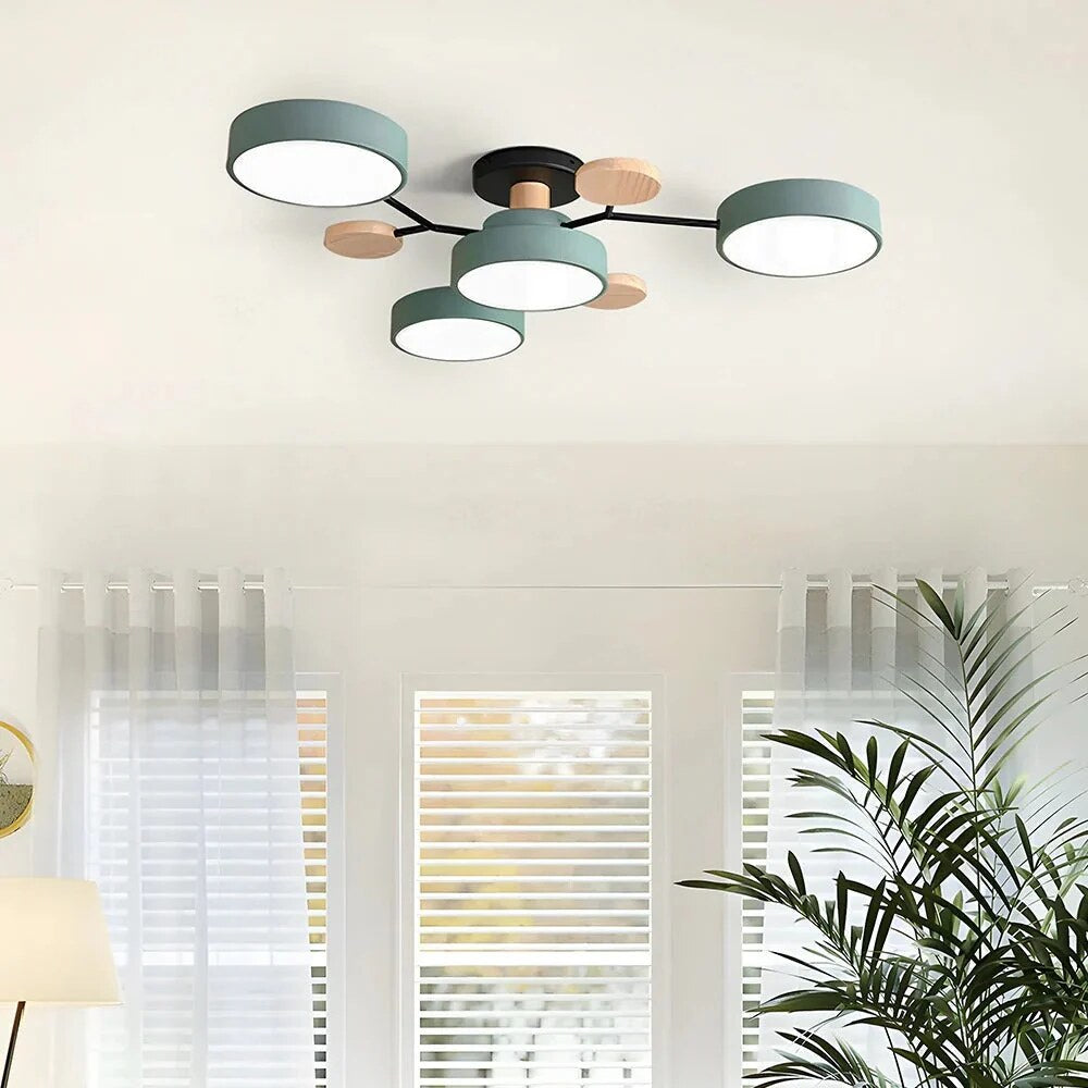 Halo LED Ceiling Light – semi-flush, iron and acrylic, 4–7 configurations