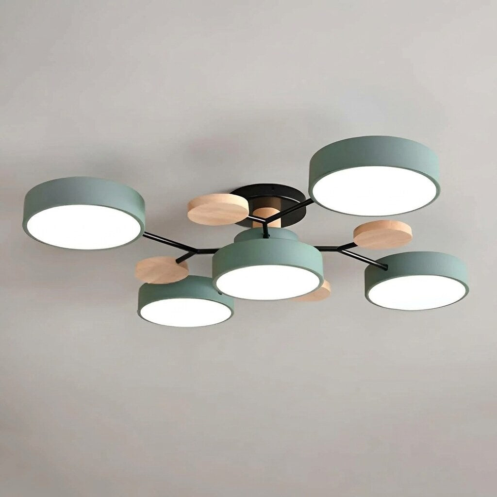 Halo LED Ceiling Light – semi-flush, iron and acrylic, 4–7 configurations