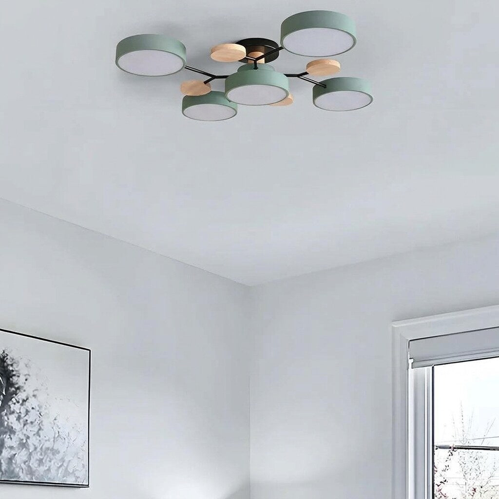Halo LED Ceiling Light – semi-flush, iron and acrylic, 4–7 configurations