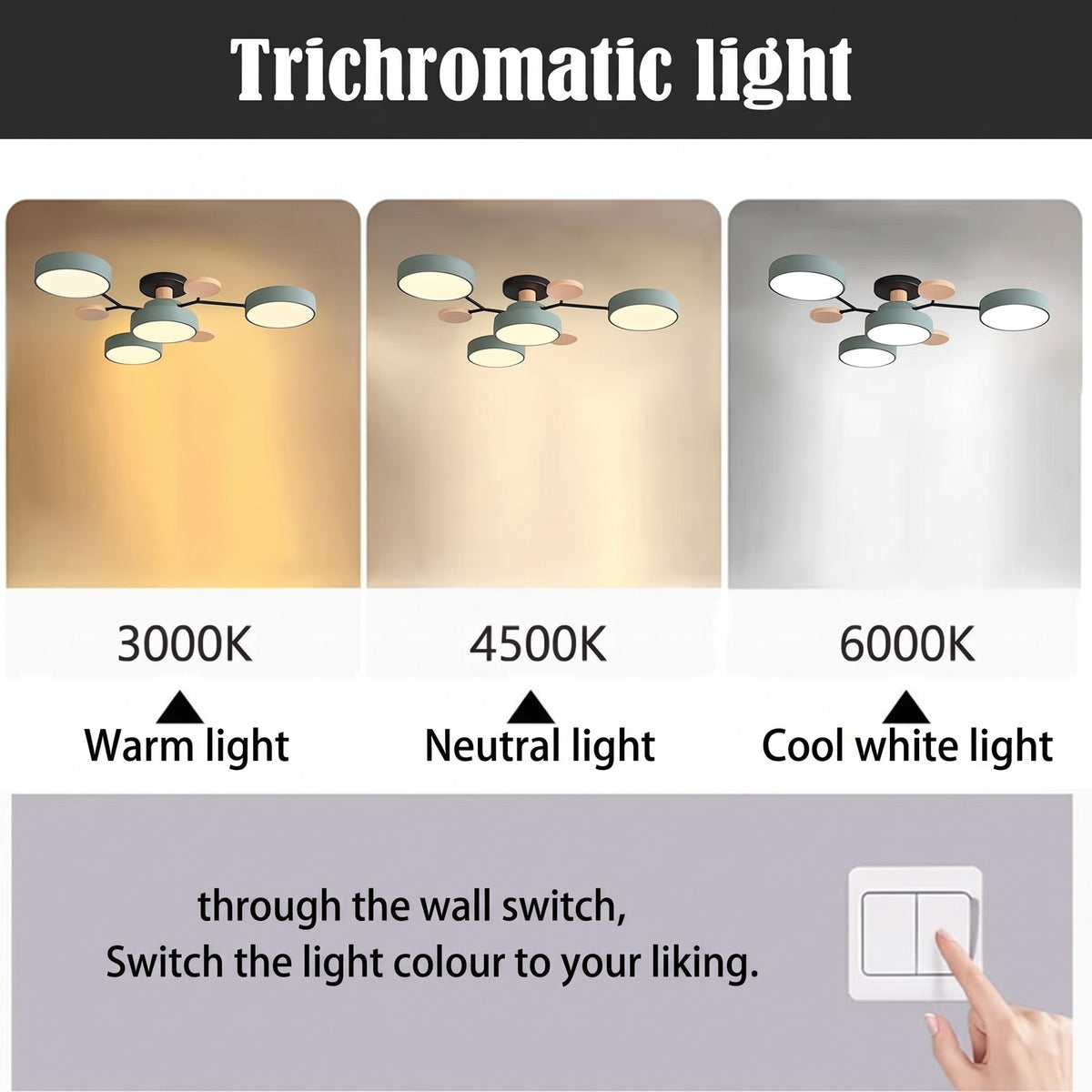 Ceiling light in warm, neutral and cool white light