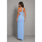 Halter Maxi Dress – floral print, side split, occasion wear